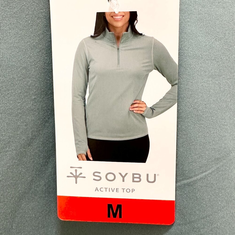 Soybu Women's Long Sleeve Quarter Zip Top Size M Green Activewear Athletic (NEW)